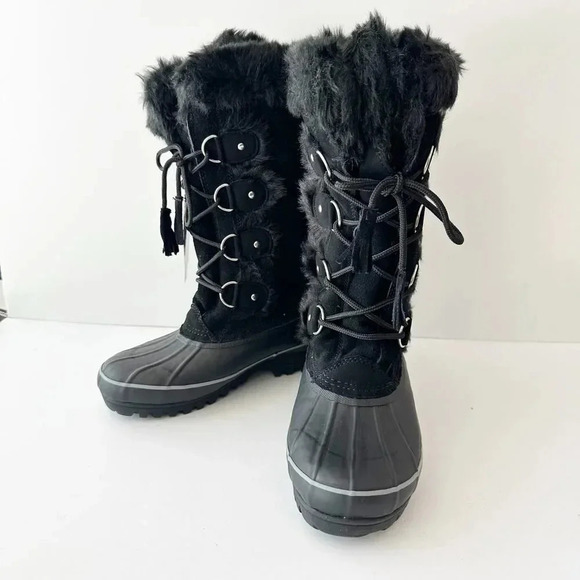 KHOMBU Nordic 2 Waterproof Lace-up Fur Boots Black Size 6‎ - Picture 6 of 9